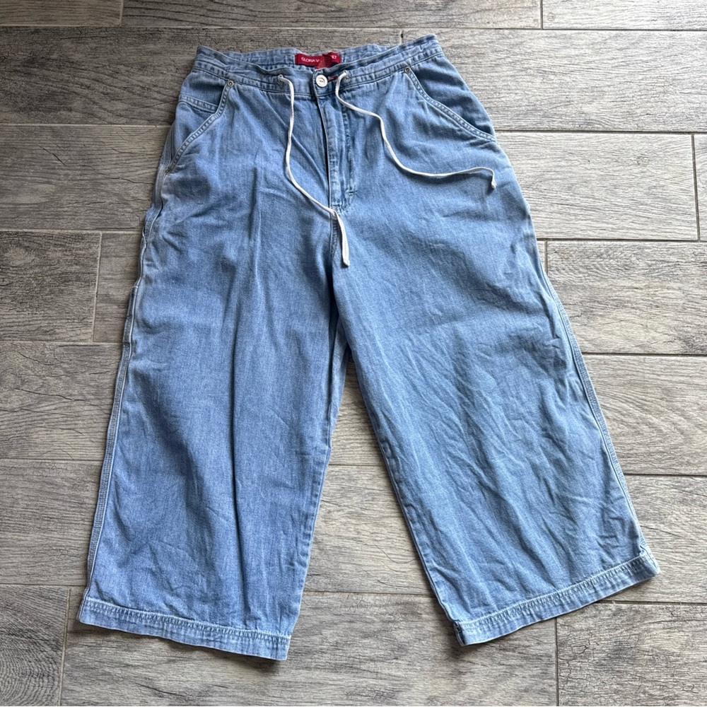 Gloria Vanderbilt Womens 10 Blue High Rise Straight‎ Leg Crop capri Carpenter